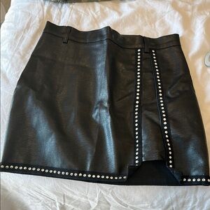 Black Mini Pencil Skirt with Silver Embellishments